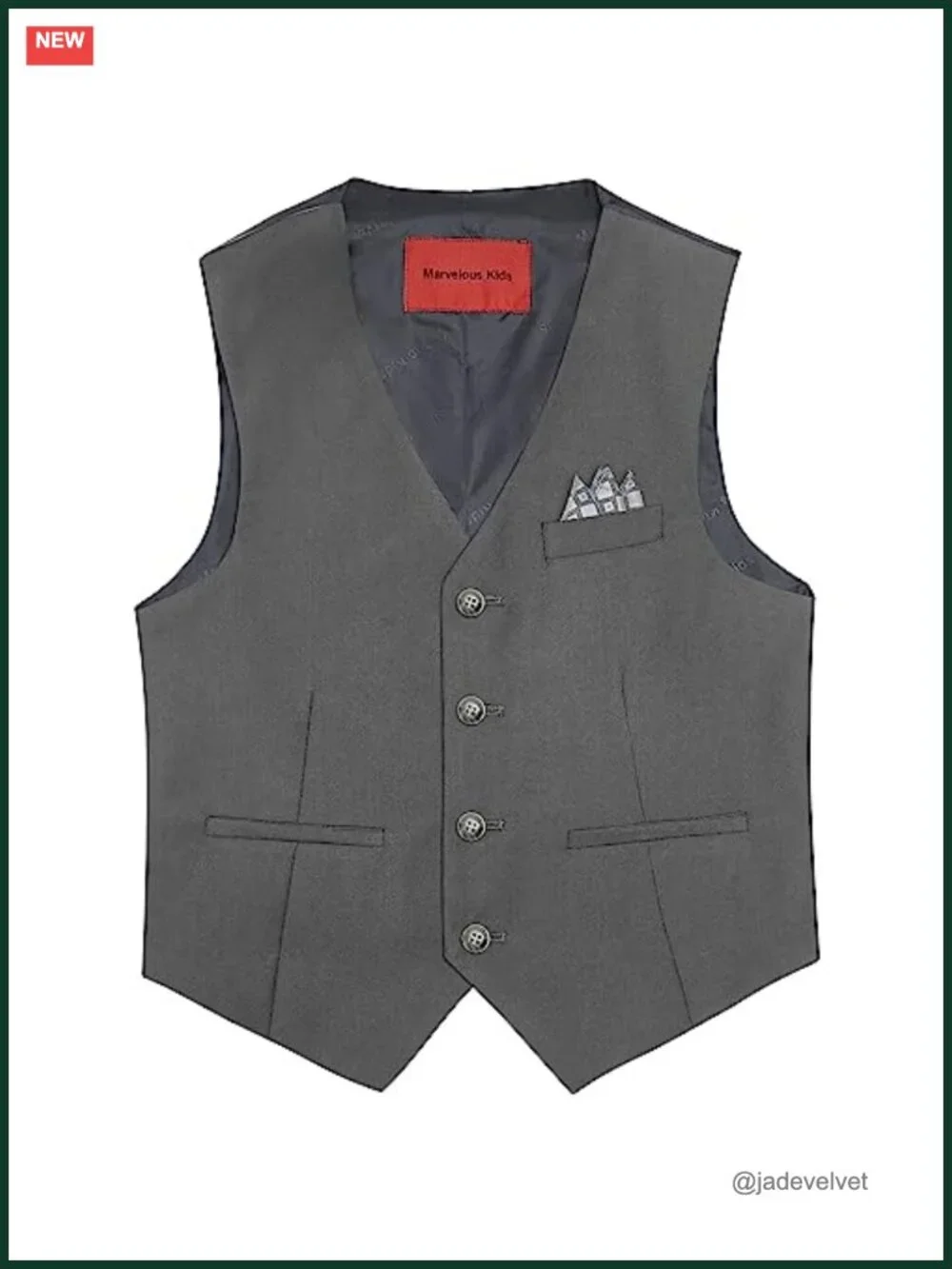 Boys' 6-Piece Formal Slim Fit Suit Vest Set Adjustable Waist